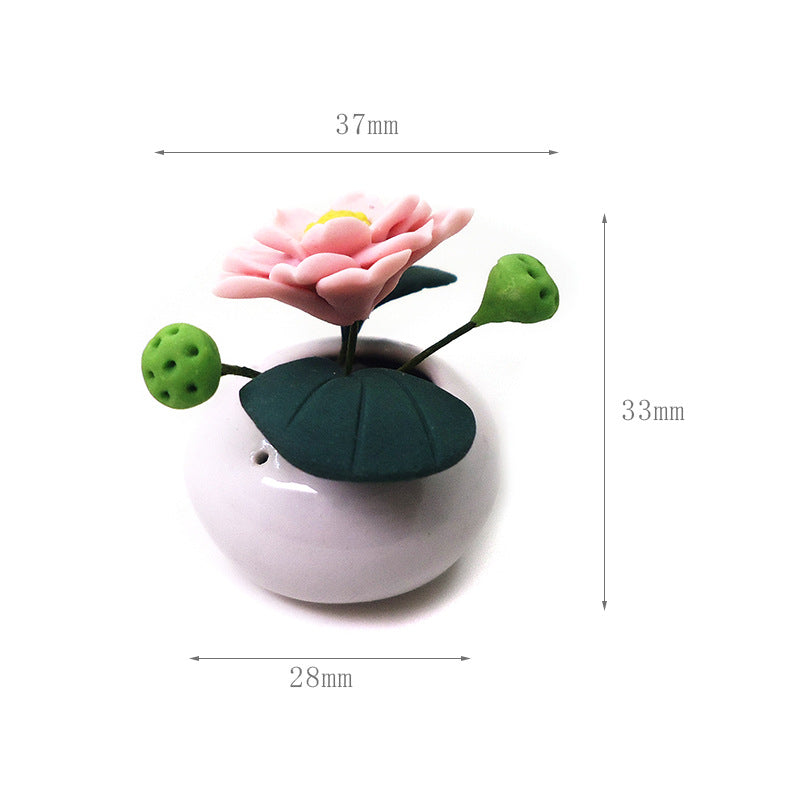 Wholesale 1:12 doll house accessories dollhouse mini craft flower bonsai clay flower ceramic pot Lotus Lotus model